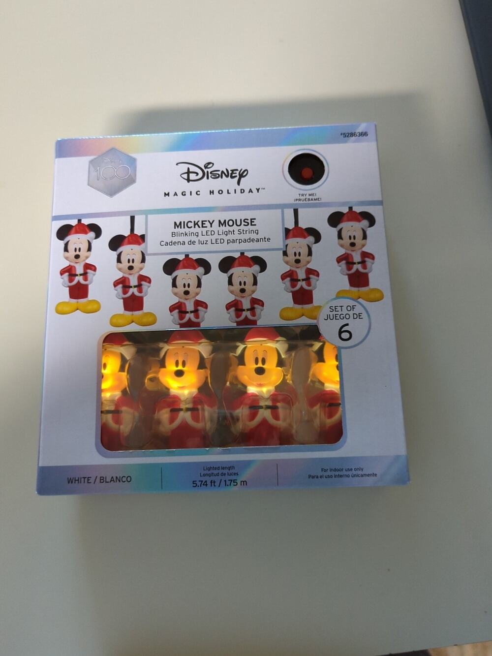 New!! DISNEY MAGIC String Lights MICKEY SANTA Blinking LED!! 100 Years!